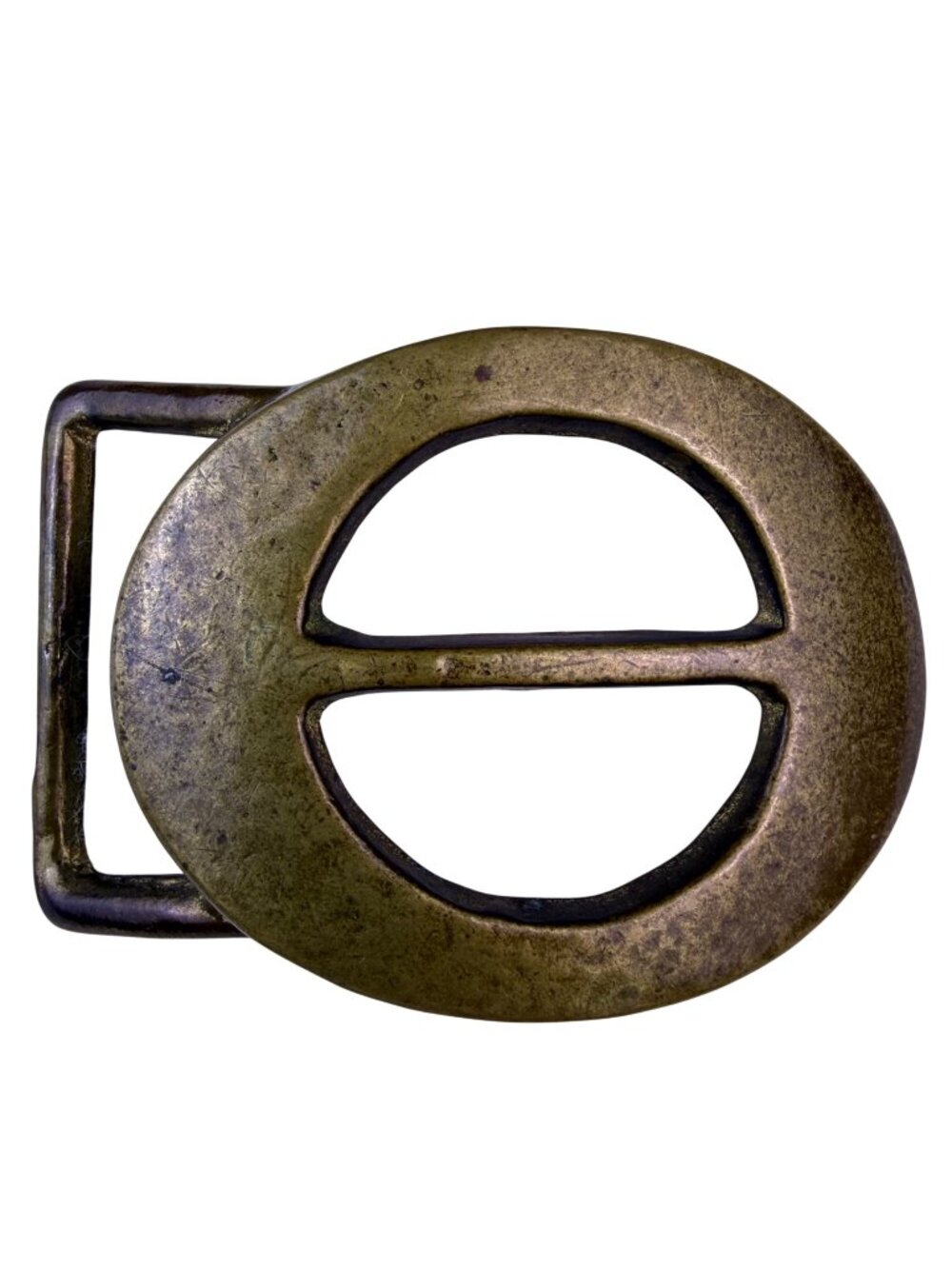 Vintage Solid Brass Belt Buckle Oval Horizontal Bar Mens Accessories